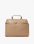 Kara Pebble Leather Satchel In Camel