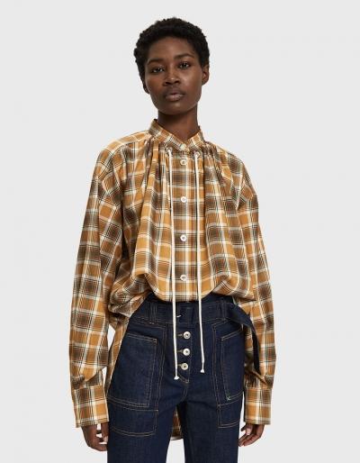 Walk Of Shame Plaid Pleated Snap-button