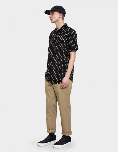 Obey Brighton Woven Ss Shirt In Black