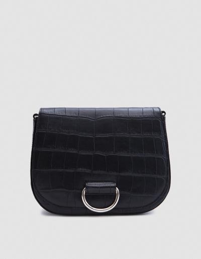 Little Liffner D Saddle In Black Croc