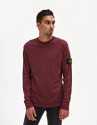 Stone Island Mako Cotton Interlock Ls Badge T-shirt In Burgundy