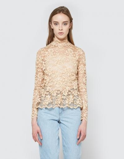 Ganni Flynn Lace Top In Cuban