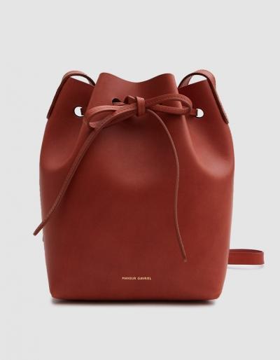 Mansur Gavriel Mini Mini Bucket Bag In Brandy/brick