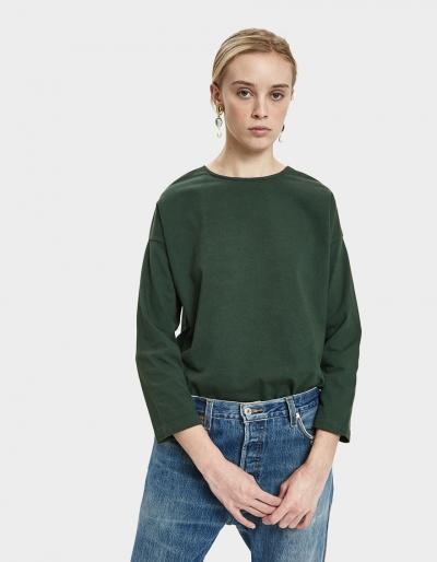 Jesse Kamm Camper Long Sleeve Top In Forest Green
