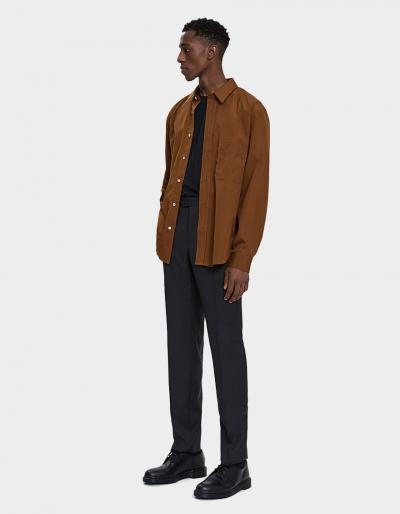 Lemaire Straight Collar Shirt In Cognac