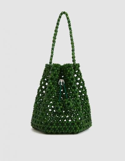 Not Impressed Tulipa Beaded Bag In Faux Jade