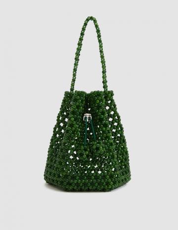 Not Impressed Tulipa Beaded Bag In Faux Jade