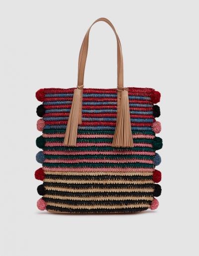 Loeffler Randall Cruise Tote In Rainbow Raffia