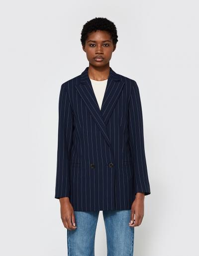 Ganni Moscow Tailor Jacket In Vanilla/eclipse