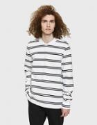 Sacai Dixie Stripe Long T-shirt In White/navy