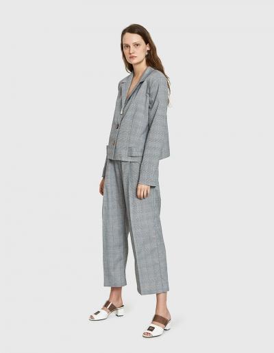 Need Wide Leg Tuck Pant In Grey Combo