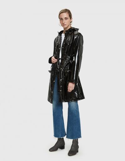 Rains Curve Rain Jacket In Glossy Black