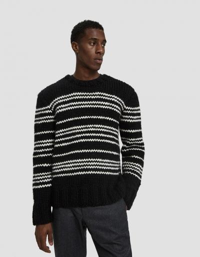 Officine G N Rale Handknit Check Stripe Italian Wool