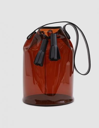 Building Block Pvc Bucket Bag In Amber
