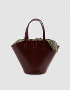Trademark Large Leather Basket Bag With Gingham Insert