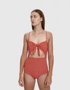 Farrow Shay Tie-front Swimsuit In Blood Orange