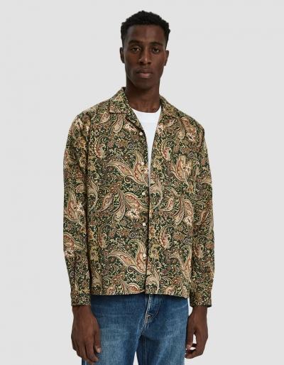 Gitman Brothers Vintage Button Up Twill Shirt In Green Paisley