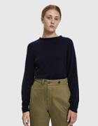 Margaret Howell Cast Off Roll Neck Sweater In Navy