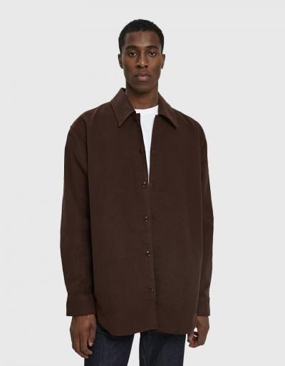 Acne Studios Minimal Military Shirt In Dark Brown