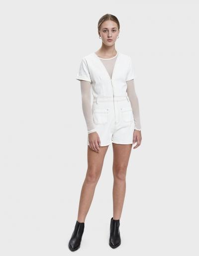 Farrow Yassin Denim Romper In White