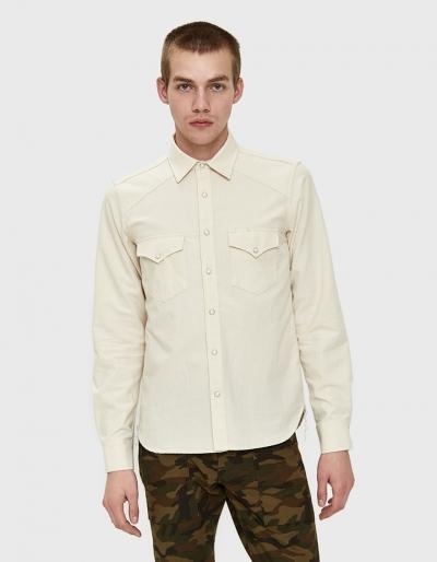 Rogue Territory Western Shirt In Ecru Chambray