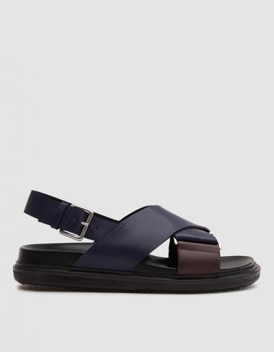 Marni Fusbett Sandal In Burgundy/ocean