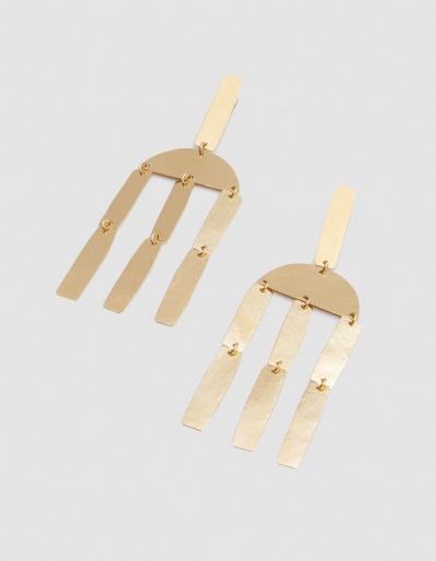 Annie Costello Brown Columns Chandelier Earrings