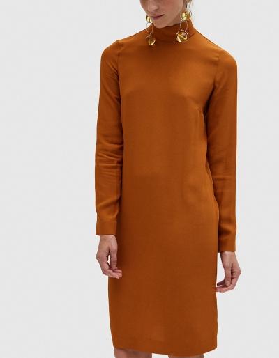 Marni Long Sleeve Dress In Dust Apricot