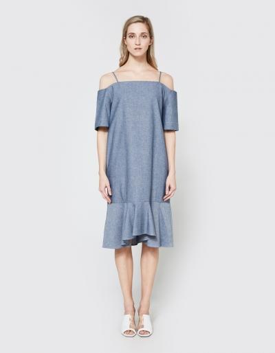 Toit Volant Colette Dress In Chambray