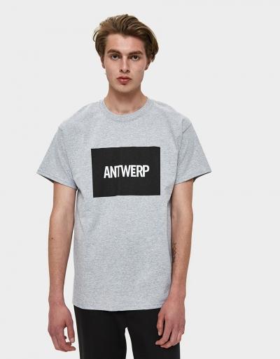 Vier Antwerp Antwerp Box Logo Tee In Heather Grey