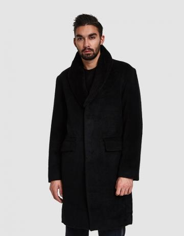 Maiden Noir Wool Overcoat W/ Removable Shearling Collar