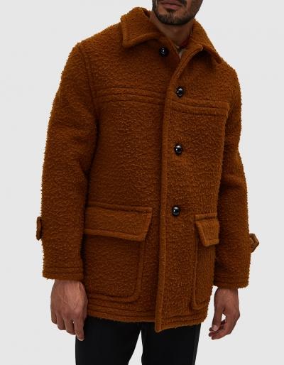 Cmmn Swdn Dirk Plain Duffle Coat In Burnt Caramel