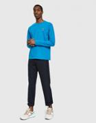 Stone Island Patch Ls T-shirt In Cobalt Blue