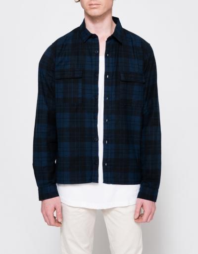 Topman Ls Blue Tartan Overshirt
