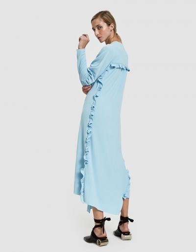 Tibi Crepe Knit Ruffle Dress