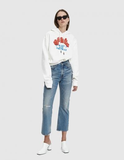 Off-white Heart Not Trouble Crop Hoodie
