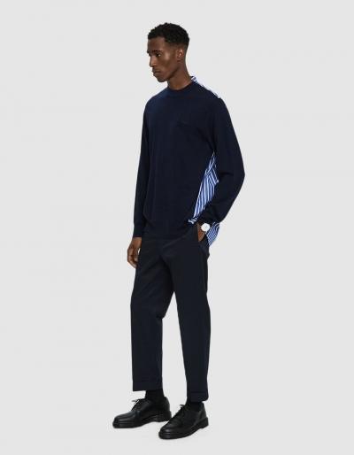 Sacai Wool Knit Pullover In Navy