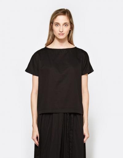 Black Crane Boat Neck Top In Black