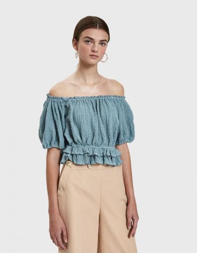 Stelen Aadhya Peasant Blouse In Blue