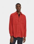 Engineered Garments Work Button Up Shirt In Red Cotton Flannel