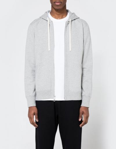 Reigning Champ Core Full Zip Hoodie In Heather Grey
