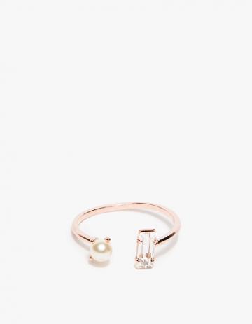 Bing Bang Double Pearl Baguette Ring