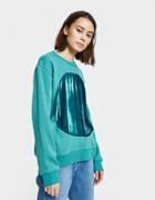 Correll Correll Duo Velvet Circle Sweatshirt In Turquoise