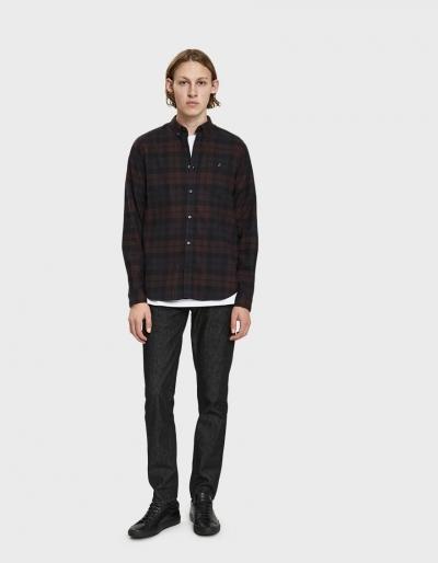 Norse Projects Anton Flannel Check Button Down Shirt In Eggplant Brown