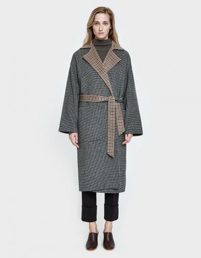 Nanushka  Ter Check Pattern Wrap Coat