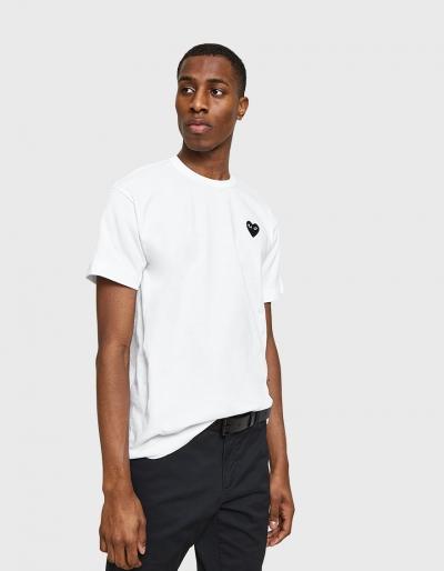 Comme Des Gar Ons Play Black Heart Play T-shirt In White