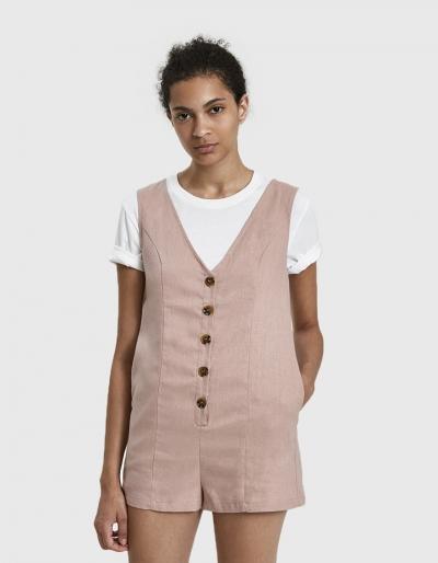 Farrow Rose V-neck Button Romper