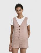 Farrow Rose V-neck Button Romper