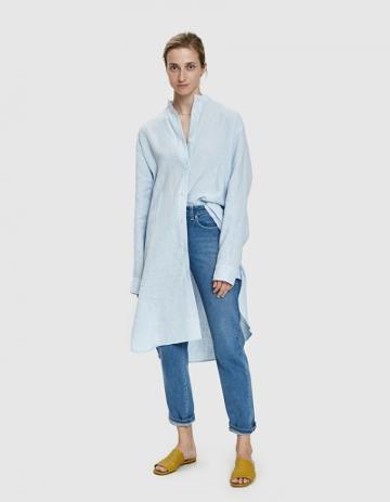 Amomento Standing Collar Linen Dress In