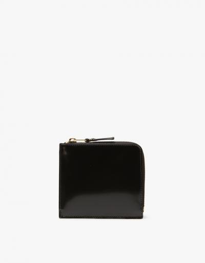 Comme Des Gar Ons Wallet Glossy Black Leather Sa3100fl In Black/blue